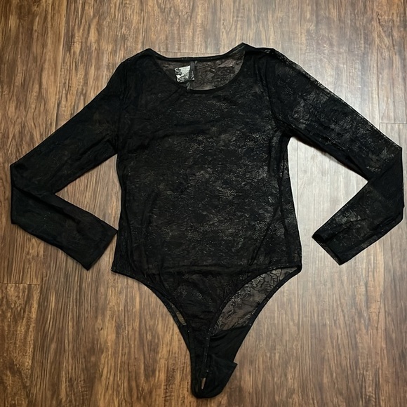 NWT Anthropologie The Harlowe Lace Bodysuit Size Large Black Long Sleeve  large - Picture 5 of 14